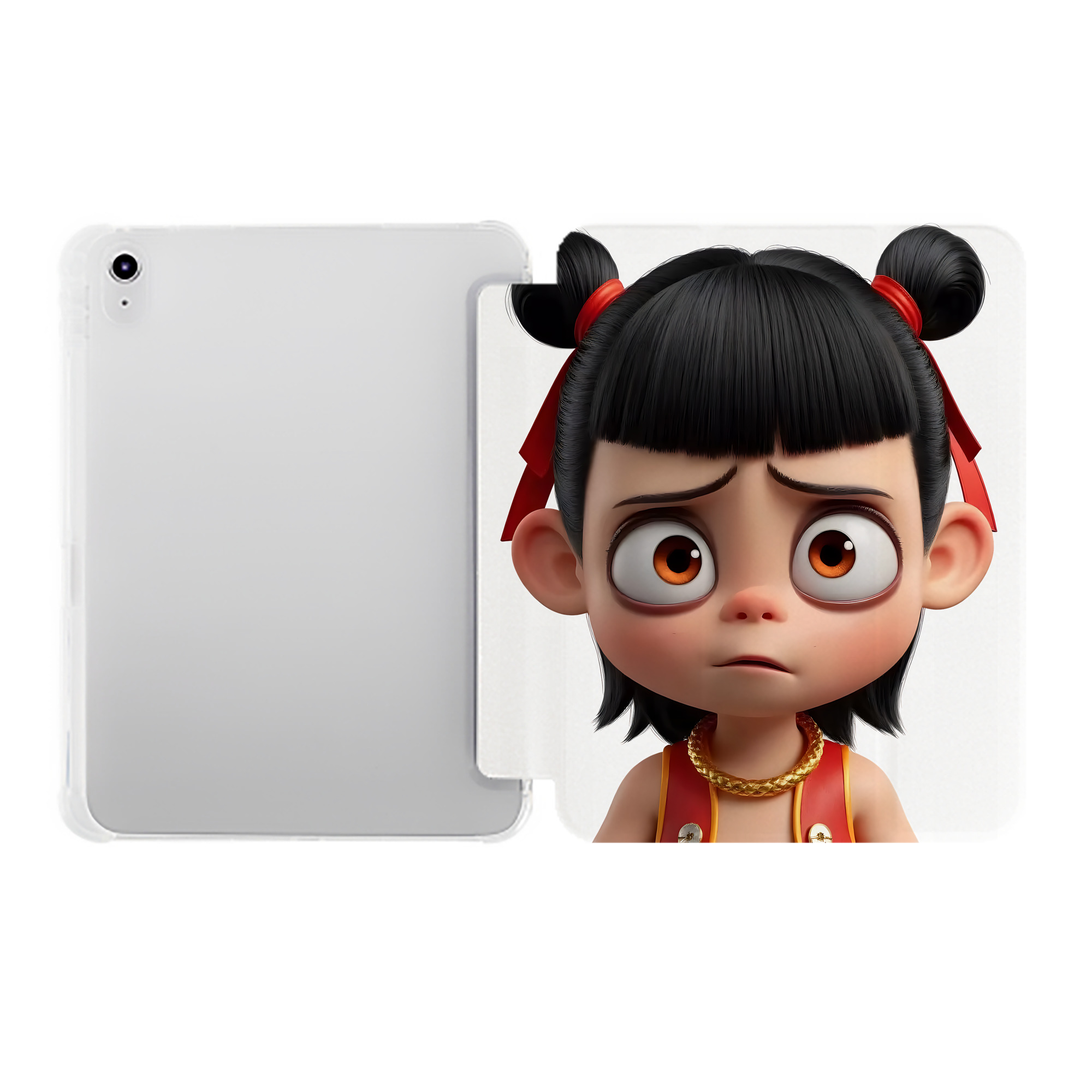 （画像用） Ne Zha 2 ナタ 魔童の大暴れ IPad ケース ペン収納付き 三つ折りスタンド PUレザー×シリコン 対応機種9.5/10.5/10.9インチ
